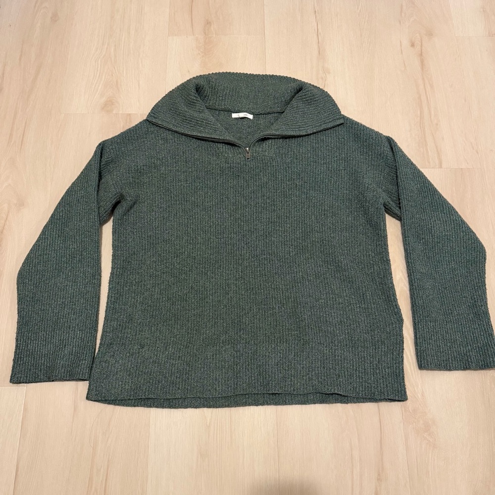 maurices green ribbed quarter zip sweater